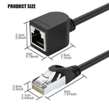 Cat6 Ethernet Extension Cable,90 Degree Rj45 Cords Shielded Male To Female Eth