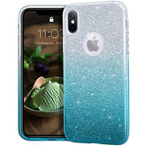 Compatible With Xs Case,Compatible With X Glitter Bling Sparkle Cute Girls Women Protective Case -Gradient Green