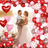 167Pcs Valentines Day Balloons Garland Arch Kit, Pink Red White Confetti Heart Balloon For Women Girls Valentine'S Mother'S Day Wedding Bachelorette Engagement Anniversary Party Decorations