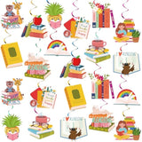 22 Pcs Books Hanging Swirls Decorations Reading Party Garlands Banner Ceiling Book Themed Wall Ornament For Birthday Baby Shower Library School Club Celebrating Events Supplies Decor