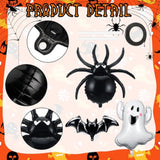 12Pcs Halloween Foil Balloons - Ghost, Bat & Spider Decorations for Party and Photo Props