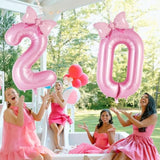 Pink Coquette Birthday Decorations 31 13 Balloon Numbers For Women, Coquette Bow Balloons Foil Mylar Large 40” Bow Birthday Decorations 31Th Balloon Birthday Party Supplies (Number 31 13 Balloons)
