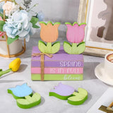 7Pcs Spring Wooden Tiered Tray Decor Farmhouse Faux Stacked Books Pastel Tulip Floral Table Centerpiece Block Signs For Party Home Kitchen