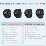 22mm Soft Silicone Garmin Instinct Replacement Watch Band, Black