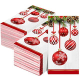 200 Pcs Christmas Napkins Disposable Paper Xmas Disposable Guest Towels Merry Christmas Dinner Napkins Design For Winter Holiday Party Supplies Tableware Decorations (Baubles Style)