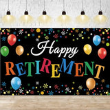 Retirement Banner, Large Happy Retirement Banner Backdrop, Farewell Party Decorations, for Women, Men, Teacher Indoor Outdoor Retire Party Favor Supplies, Photo Booth Photography Background