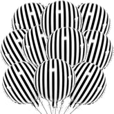 10 Pack 18 Inch Black White Striped Foil Balloons Halloween Party Decorations
