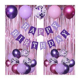 Purple Birthday Decorations Happy Birthday Banner Pink And Purple Balloons Purple Pink Birthday Party Decorations For Women Girls