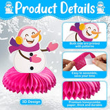 10 Pieces Snowman Honeycomb Centerpieces Winter Theme Table Decorations Snowflake Birthday Table Centerpieces Table Topper for Kids Winter Party Christmas Holidays Supplies