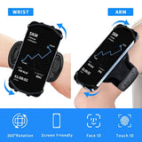 Wristband Phone Holder For Running, 360°Rotation & Detachable Sports Armband With Key Holder For Iphone 16/15/14/13/12/11/Pro/Xs/Xr/X/8/7/6/Plus, For Samsung Galaxy, Fits 4''-6.5''Phone