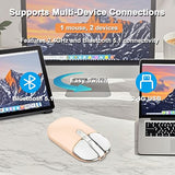 Wireless Mouse Bluetooth Cute Ultra Slim Silent Computer Mice With Usb Receiver Dual-Mode 2.4G & Bluetooth Rechargeable Portable Usb Cordless Mouse For Laptop Pc Tablet Kids Adults Gift, Milk Tea