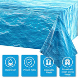 2PCS Ocean Waves Tablecloths (54"x108") for Beach & Pool Party Decor