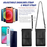 Black Leather Phone Purse 6.7in Touchscreen Crossbody Wallet Case