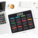 2025 Calendar Rectangular Stitched Edge Office Computer Mouse Pad, Anti Slip Rubber Desktop Gaming Mouse Pad (Black Calendar)