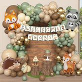167 Pcs Woodland Baby Shower Kit Balloon Garland & Forest Animal Balloons