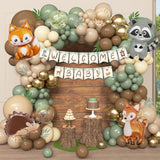 167 Pcs Woodland Baby Shower Kit Balloon Garland & Forest Animal Balloons