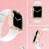 Compatible With Apple Watch Case 42Mm Series 10 Rhinestones With Built-In Glass Screen Protector Diamond Iwatch Cover For Women Girl, Pink-Rg, 42Mm