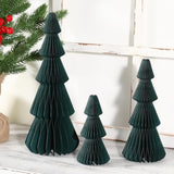 Christmas Decorations- 3Pcs Honeycomb Christmas Tree Diy Table Centerpiece Set For Xmas Holiday Fireplace Table Party Decor (Green)