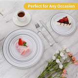 200Pcs Silver Plastic Plates, Heavy Duty Disposable Gold Plates With 100 10.25 Inch Dinner Plates And 100 7.5 Inch Dessert Plates, Disposable Plates For Party, Holiday, Wedding, Christmas