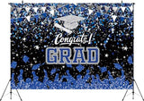 7x5ft 2026 Graduation Backdrop for Photography Class of 2026 Blue Congrats Grad Photo Background Prom Party Banner Decorations