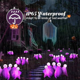 4 Pack Halloween Decorations Outdoor, Solar Scary Ghosts Lights, Purple