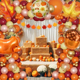 194PCS Fall Balloon Arch Kit with Maple Leaf Pumpkin Balloons for Thanksgiving
