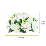 10Pcs Artificial Flower Ball Arrangement, 9.5" 15 Heads Wedding Roses Bouquet With Base Suitable For Parties Valentine'S Day Wedding Centerpieces Flower Rack And Home Decor (White)