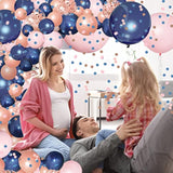 148Pcs Navy Blue Pink Rose Gold Balloon Arch, Navy Gender Reveal Balloon Garland For Bachelorette Shower Wedding Graduation Birthday Party Decoration