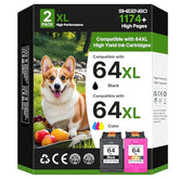 64Xl Black And Color Ink Cartridge Replacement For Hp Ink 64 For Hp 64Xl Ink Cartridge Combo Pack For Envy Photo 7855 7858 7155 7158 6255 6258 Inspire 7200E 7900E 7955E Tango X Terra(1 Black, 1 Color)