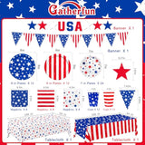 4Th Of July Party Supplies Set, Patriotic Theme Kit For Independence & Election Day Decorations, Includes Plates, Napkins, Cups, Banner, Tablecloth -Patriotic & 4Th Of July Party Decorations-24 Guests