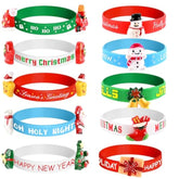 20 Pieces Merry Christmas Rubber Bracelets Silicone Wristbands For Holiday Party Goodies Bags Stuffers Filler Favors Classroom Prizes School Class Exchange Supplies
