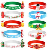 20 Pieces Merry Christmas Rubber Bracelets Silicone Wristbands For Holiday Party Goodies Bags Stuffers Filler Favors Classroom Prizes School Class Exchange Supplies