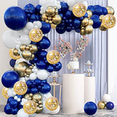 Navy Blue Gold Balloon Arch Kit, White Confetti Balloons for Party Decorations