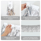 Silver Fringe Garland Banner 3Pack 30ft Wall Tinsel Foil Streamers