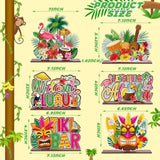 6 Pcs Luau Party Signs Tiki Table Decoration Hawaiian Decor Wooden Aloha Luau Decorations Tropical Hawaii Decor For Housewarming Tiki Bar Birthday Welcome Baby Shower Party Supplies