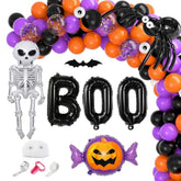 Halloween Balloon Arch Kit: Spooky Decor - Black, Orange, Purple