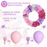 175Pcs Pink And Purple Balloon Garland Arch Kit Butterfly Baby Shower Decorations For Girl, Lavender Purple Dusty Pink Balloon For Women Birthday Bridal Shower Wedding Party Supplies