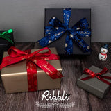 2 Rolls Christmas Ribbon For Wrapping,Red And Blue Ribbon With Gold Sn