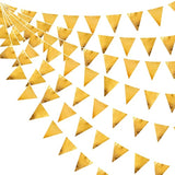 Gold Party Decorations Metallic Fabric Triangle Pennant Banner Gold Flag Bunting Garland For Graduation Birthday Wedding Anniversary Bridal Shower Bachelorette Engagement Hen Party Decoration Supplies