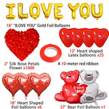 Valentines Day Decorations,I Love You Balloons Set,Heart Balloon Kit With Red Rose,Love-Bear,Valentines Day Balloons For Anniversary Confession Proposal Wedding Boyfriend Girlfriend Lover