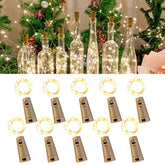 10 Pack Wine Bottle Lights With Cork, 20 Leds, 6.6 Ft, Fairy Mini String Lights For Diy Jar Halloween, Christmas, Party