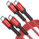 100W Usb C To Usb C Cable (2-Pack, 6.6Ft), Usbc Type C Charge Cord 5A Fast Charging Compatible With Nintendo Switch 2 Iphone 16 Pro Max Samsung Galaxy S25 S24 Macbook Ipad Air Pro Carplay -Red