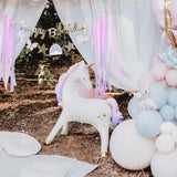 Giant Standing Unicorn Balloon 37.5X34 Inch, Stylish White Self-Standing Unicorn Foil Balloons 3D Rainbow Party Supplies Girl Birthday Baby Shower Decorations