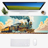 Classic Steam Train Gaming Mouse Pad, Desk Mat, Non-Slip Rubber Base Cool Aesthetic Mousepads For Computer Laptop Keyboard Office School Home Desktop Accessories Decor 31.5" X 11.8"