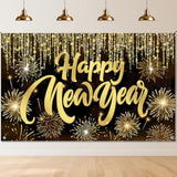 Happy New Year 2026 Banner 71x44in Firework Party Backdrop