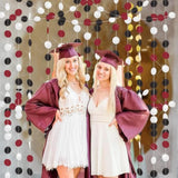 Graduation Decorations Maroon Black 2025/Maroon Burgundy Birthday Party Decorations Bridal Shower Wedding/Burgundy Black Graduation Party/Burgundy Circle Paper Garlands 2Pcs