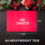 100Pcs Christmas Cardstock Thick Paper, 70 Lb A4 Red Green Holiday Cardstock Paper, Medium Thick Printable Card Stock For Xmas New Year Card Making, Arts&Crafts, Invitations, Greeting Cards