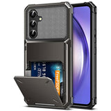 Gun Metal For Samsung A54 5G Wallet Case, 5 Credit Card Holder, Dual Layer Protective Hard Shell Tpu Rubber Bumper
