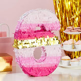 Pink & Gold Number 6 Pinata: 6th Birthday Party Decoration (16.5"x11")