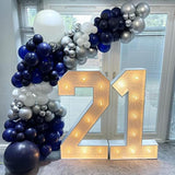 Navy Blue Silver Balloons Arch Kit 130 Pcs Navy Blue Balloon Garland With White Silver Confetti Latex Balloons Different Sizes For Graduation Rugby Baby Shower Wedding Birthday Party Decorations